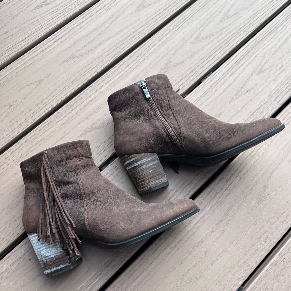Ecco Brown Ankle Boots with Fringe